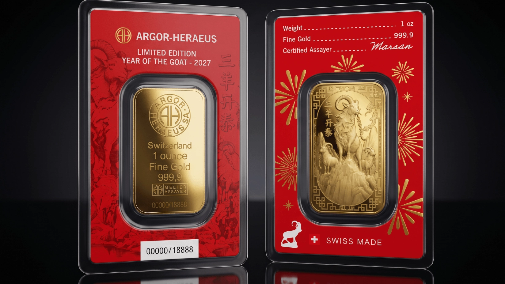 Gold bars in red packaging