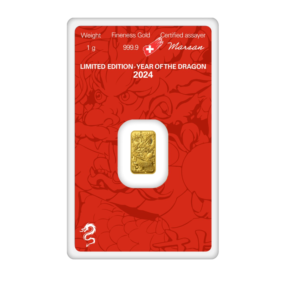 1g Au Minted Year of the Dragon 999.9