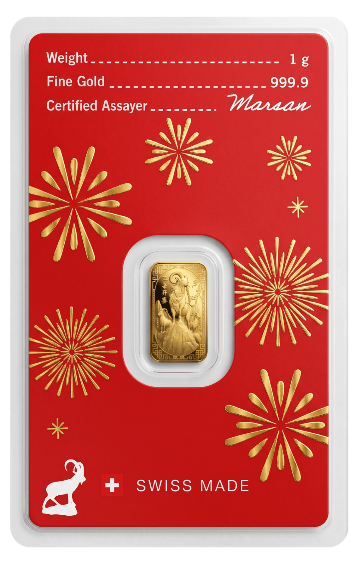 Gold bar in red packaging